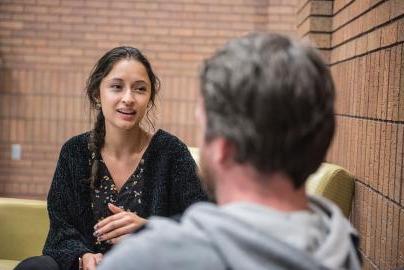 Graduate counseling student meets with a client.